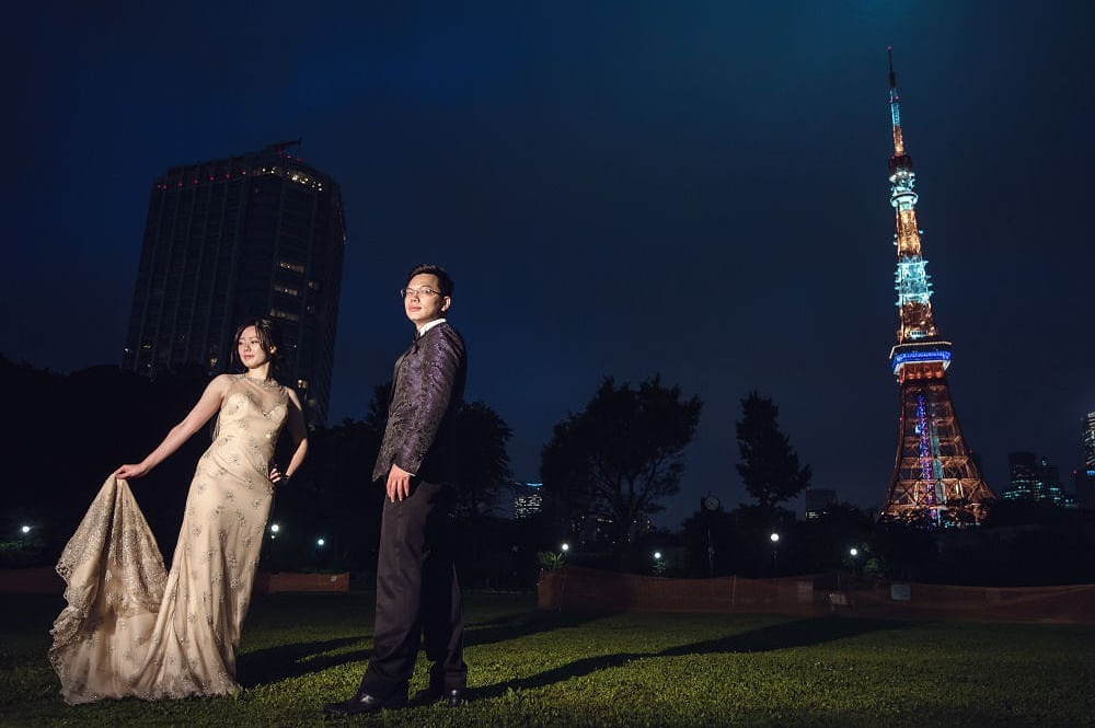 大桟橋で夜の前撮り